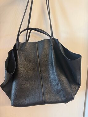All Saints Black Pebbled Leather Tote